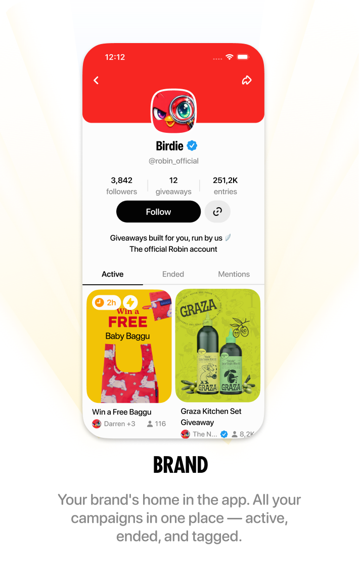 Brand profile. Your brand's home in the app.