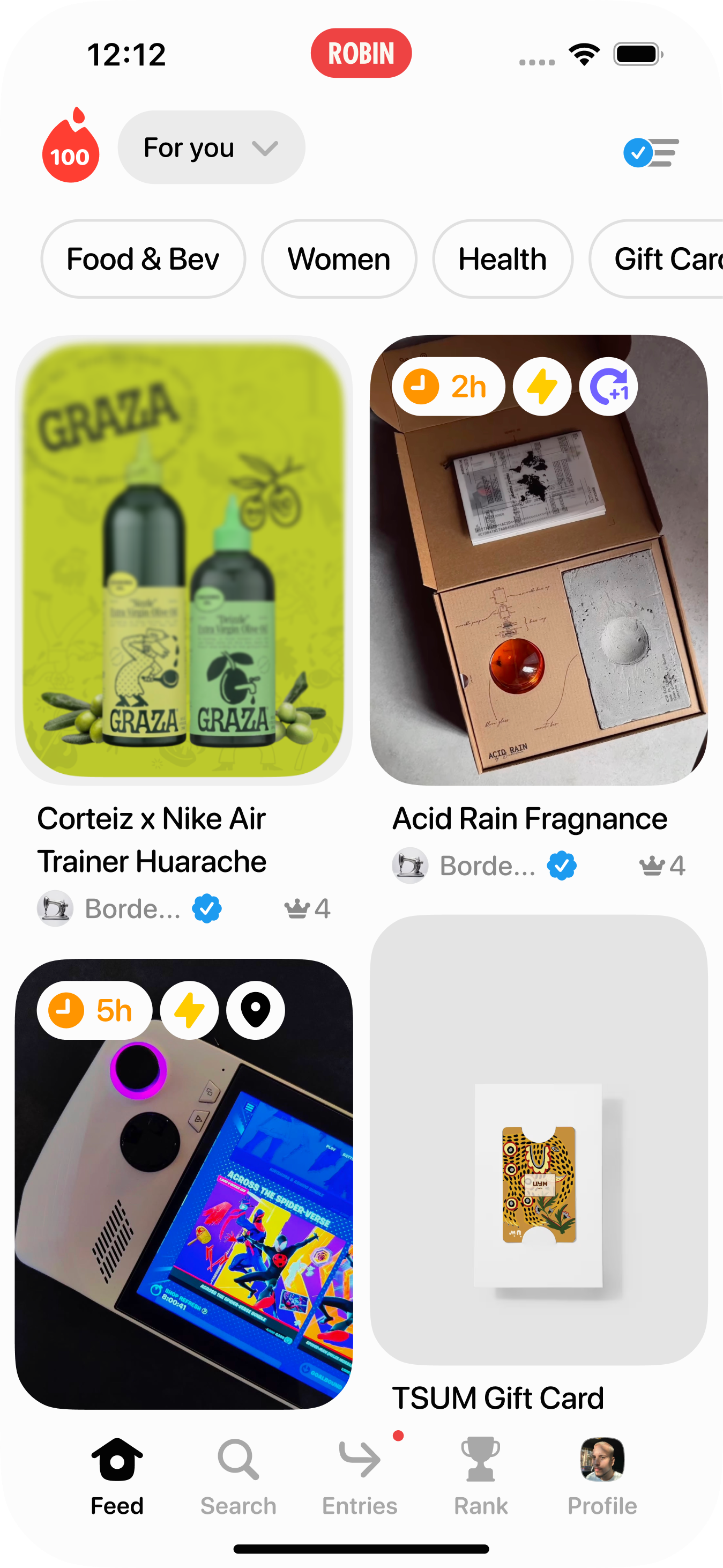 In-app Robin audience feed